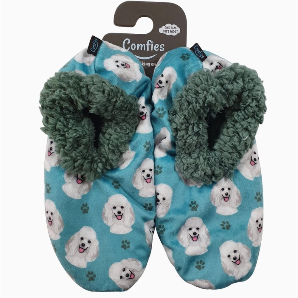 ComfiesWhite Poodle Slippers bootie style slippers NWT